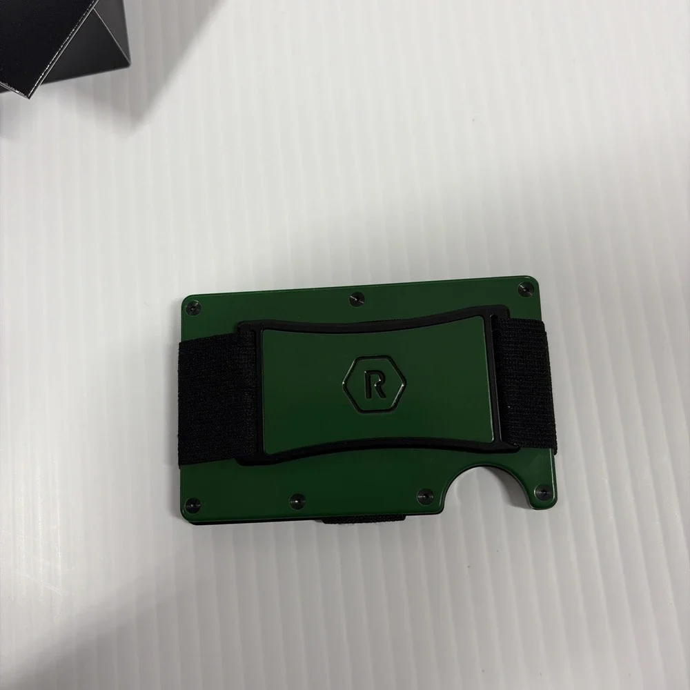 Ridge Wallet British Racing Green Aluminum RFID Cash Strap Minimalist Box